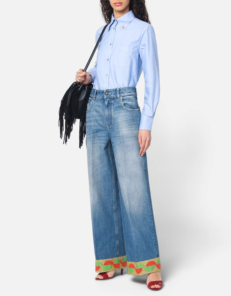 Valentino Garavani Washed High Waisted Wide Leg Denim jeans (Pants