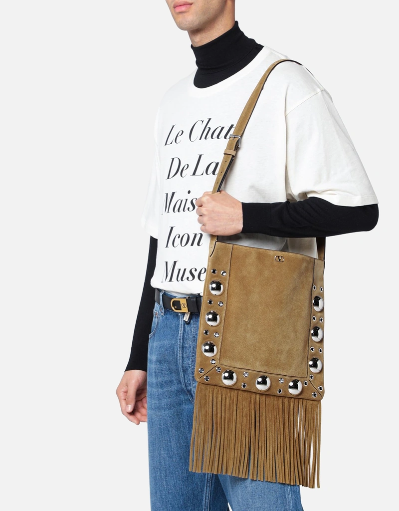 Valentino Garavani メンズNellcoteスエードフリンジバッグ () IFCHIC.COM