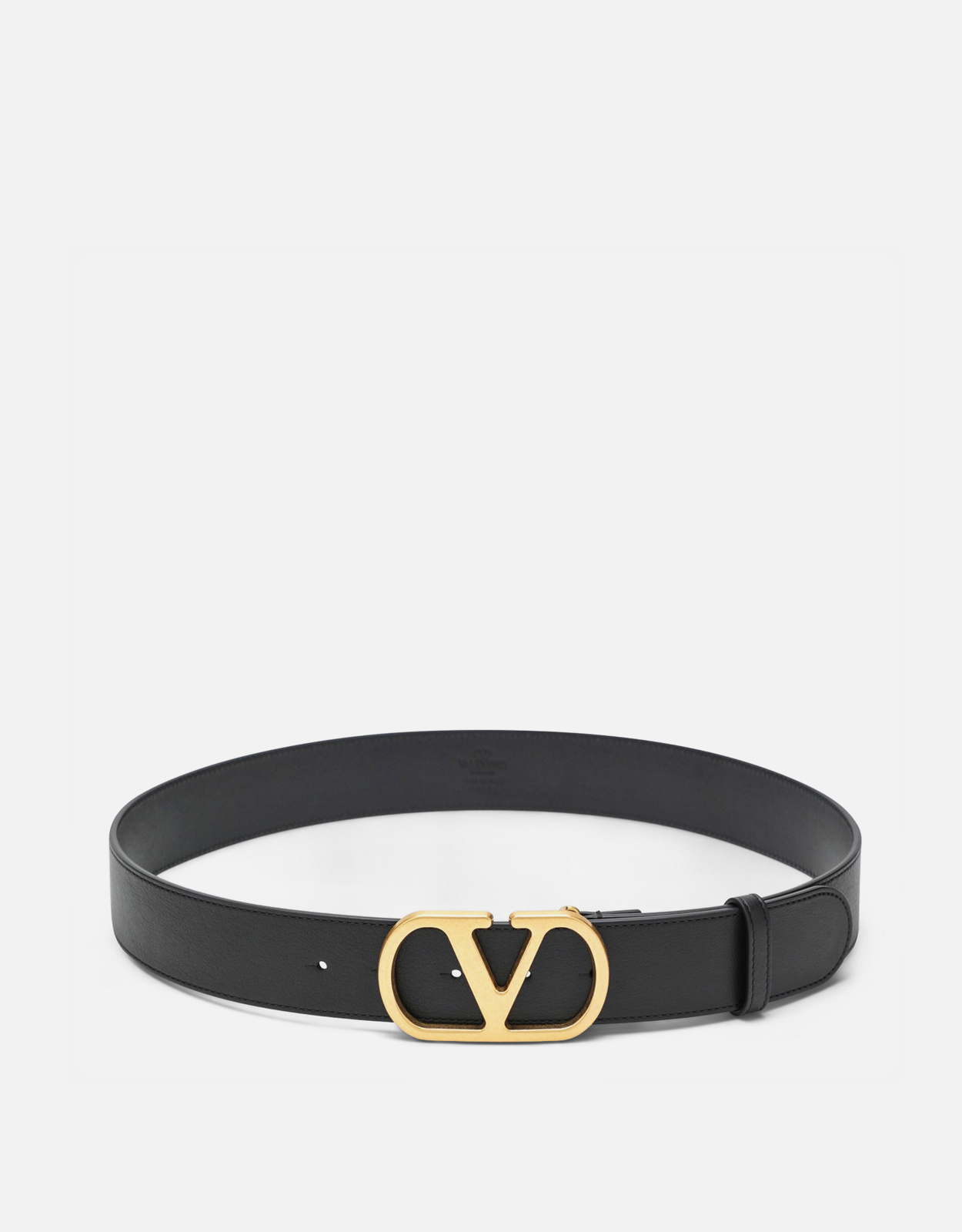 K12-k008 美品 valentino garavani ヴァレンティノガラヴァーニ Vロゴ 型押しレザ― ベルト ブラック/ゴールド valentino garavani - K12-k008 美品 valentino garavani