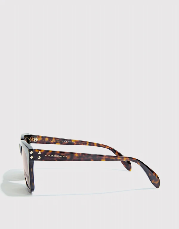 Alexander McQueen Havana Square Sunglasses