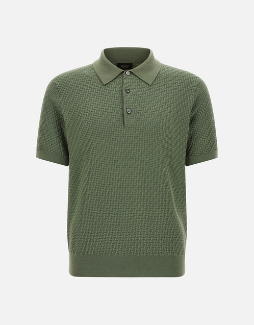 Brioni メンズコットンシルクカシミヤ織りポロシャツ (すべての新品