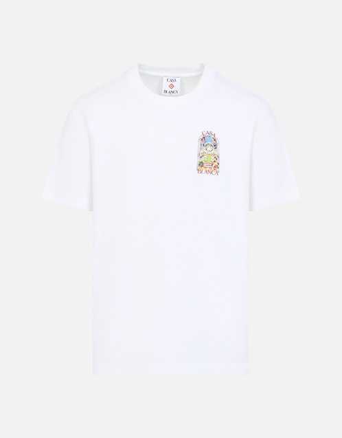 CASA BLANCA 半袖シャツ ホワイト CASABLANCA メンズ ホワイト テニス風景 半袖Tシャツ (すべての新品