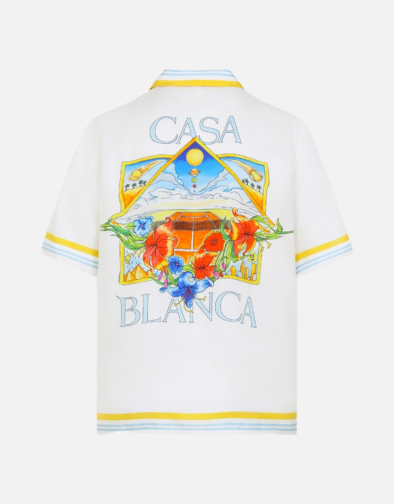 Casablanca テニスクラブ 半袖シャツ CASABLANCA メンズ テニス風景 シルク 半袖シャツ (すべての新品