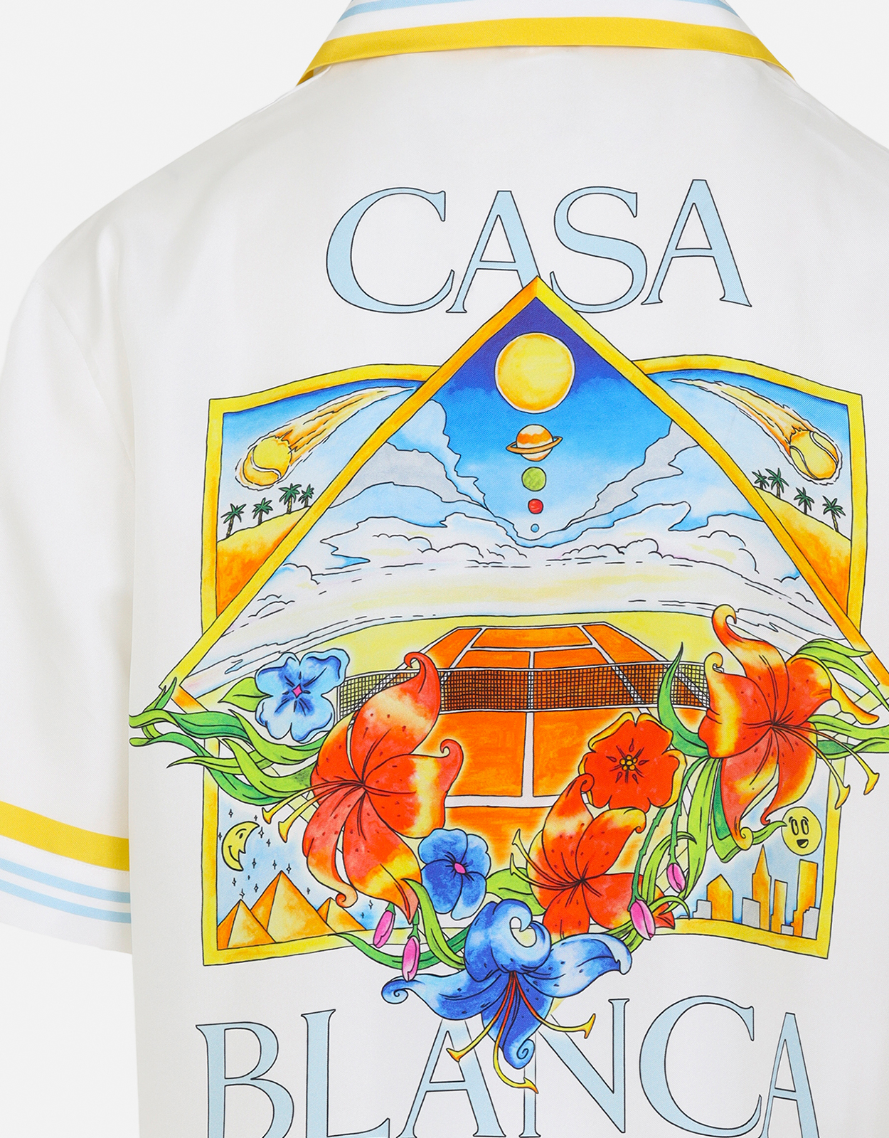 CASABLANCA Men's Tennis Landscape Silk Short Sleeve Shirt (All New
