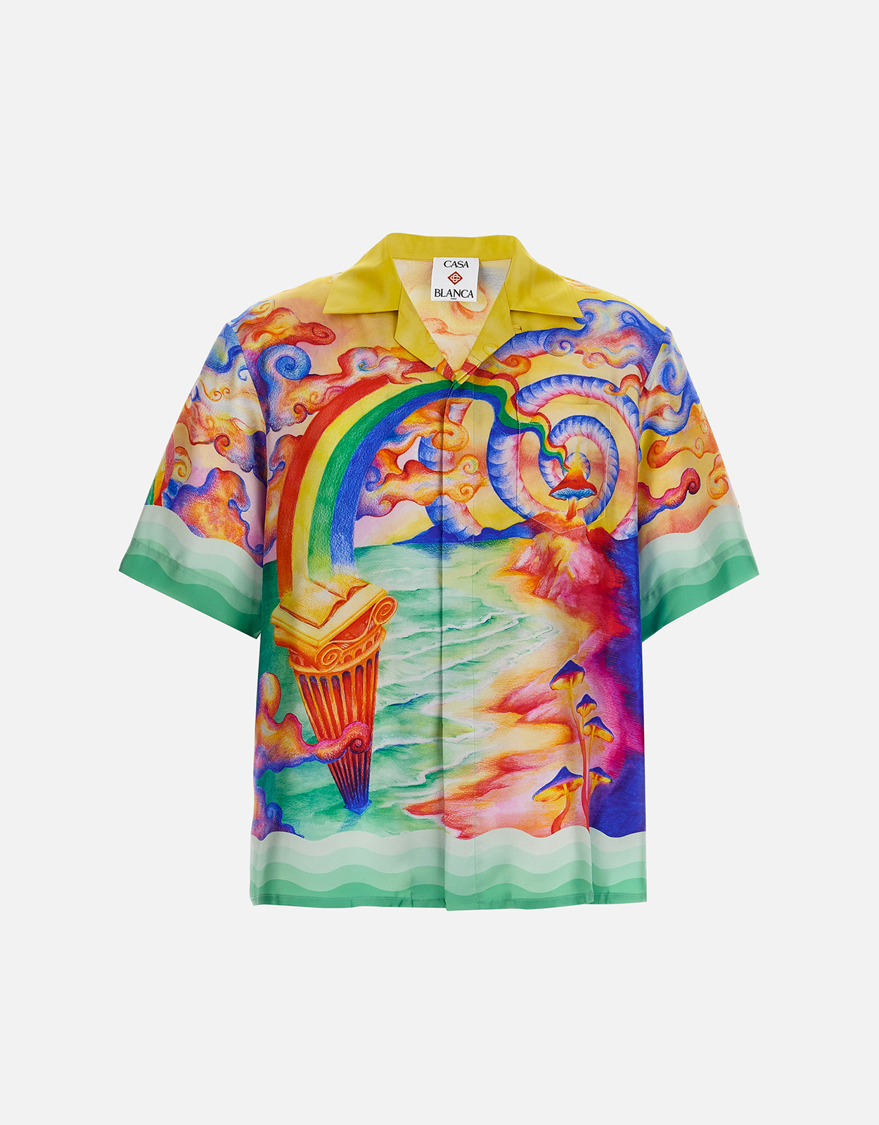 CASABLANCA Men's Nature Teacher 100% Silk Printed Short Sleeve