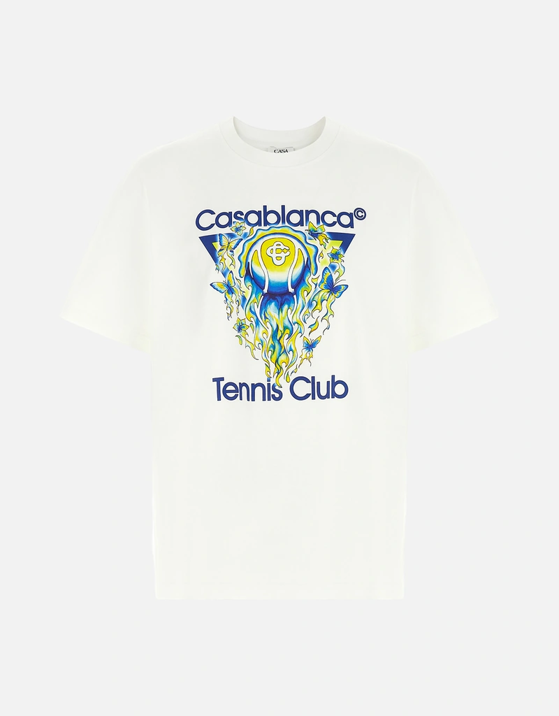 CASABLANCA メンズTennis Club Iconコットン半袖Tシャツ (すべての新品