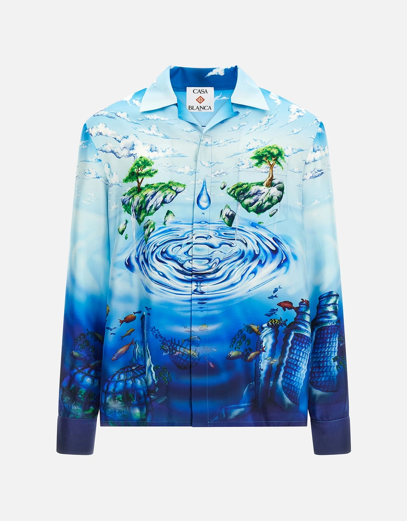 CASABLANCA メンズLost Atlantisシルク長袖シャツ (すべての新品