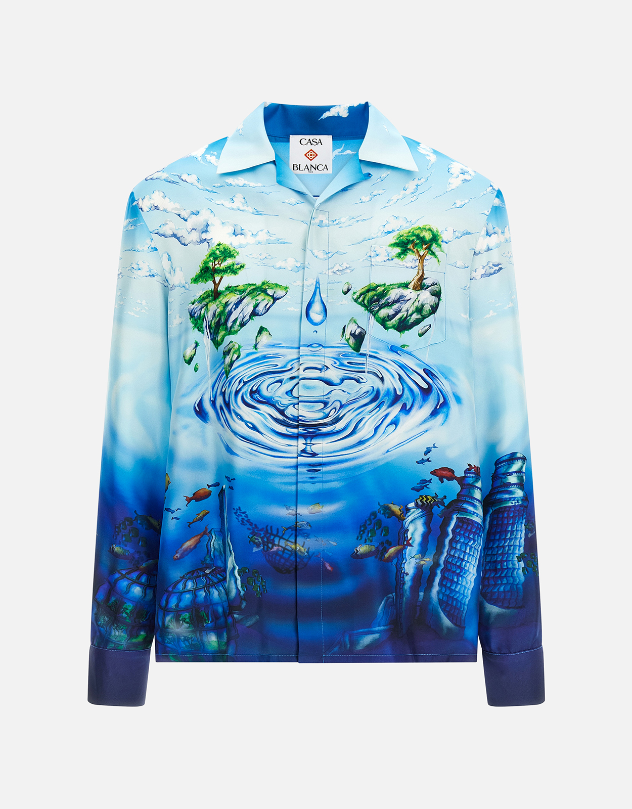 CASABLANCA メンズLost Atlantisシルク長袖シャツ (すべての新品