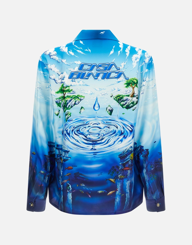 CASABLANCA メンズLost Atlantisシルク長袖シャツ (すべての新品