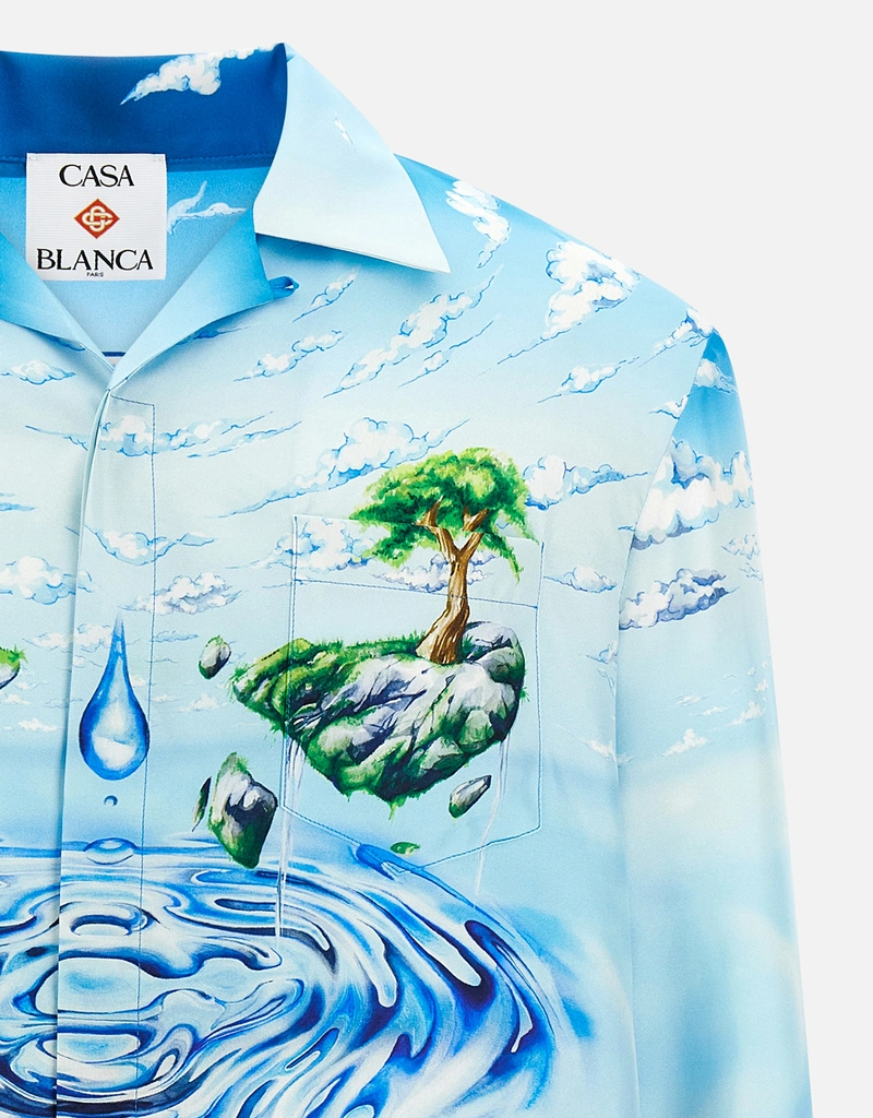 CASABLANCA メンズLost Atlantisシルク長袖シャツ (すべての新品