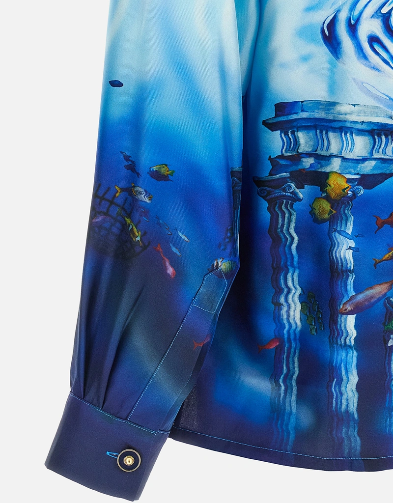 CASABLANCA メンズLost Atlantisシルク長袖シャツ (すべての新品