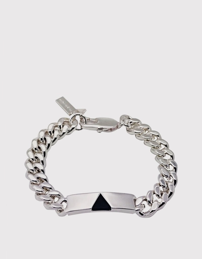 Silver Onyx Pyramid Tag Bracelet