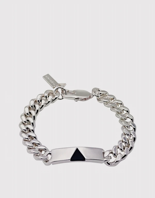 Coup De Coeur London Silver Onyx Pyramid Tag Bracelet