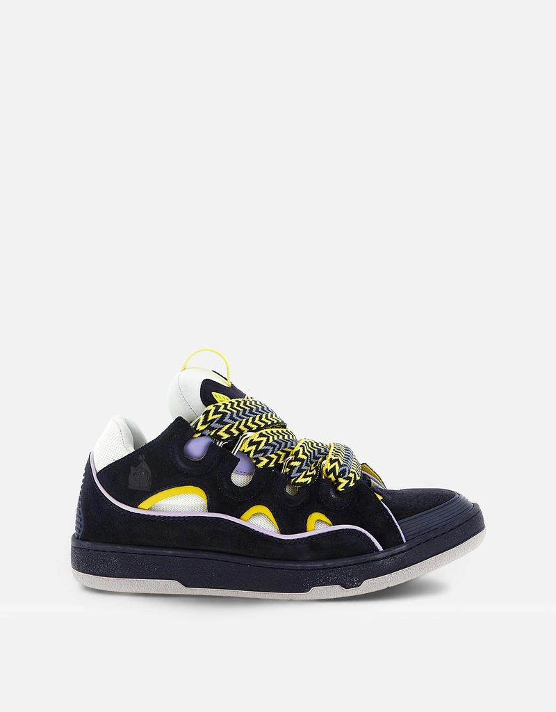 Lanvin メンズ ブルー カーブ レザー スニーカー () IFCHIC.COM