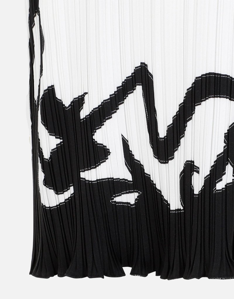 LANVIN ノースリーブ黒白幾何学模様セットアップ Lanvin ノースリーブプリーツミディドレス (すべての新品) IFCHIC.COM
