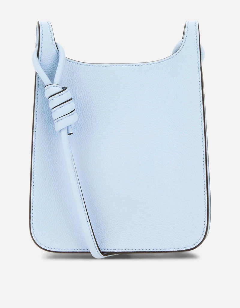 MCM パステルライトブルーレザーミニヒンメルホボクロスボディバッグ