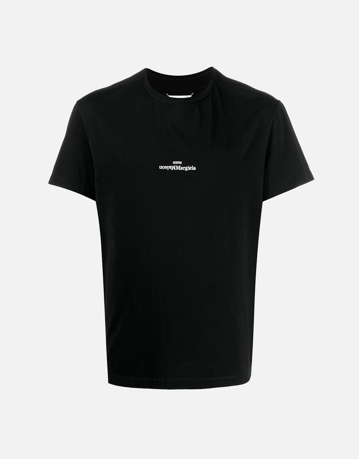 Maison Margiela Men's Logo Distorted Cotton Crewneck T-Shirt - 46　メゾン マルジェラ メンズ ロゴ ディストーション コットン クルーネック T シャツ - 46 Maison