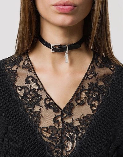 Silver Leather Chain Choker