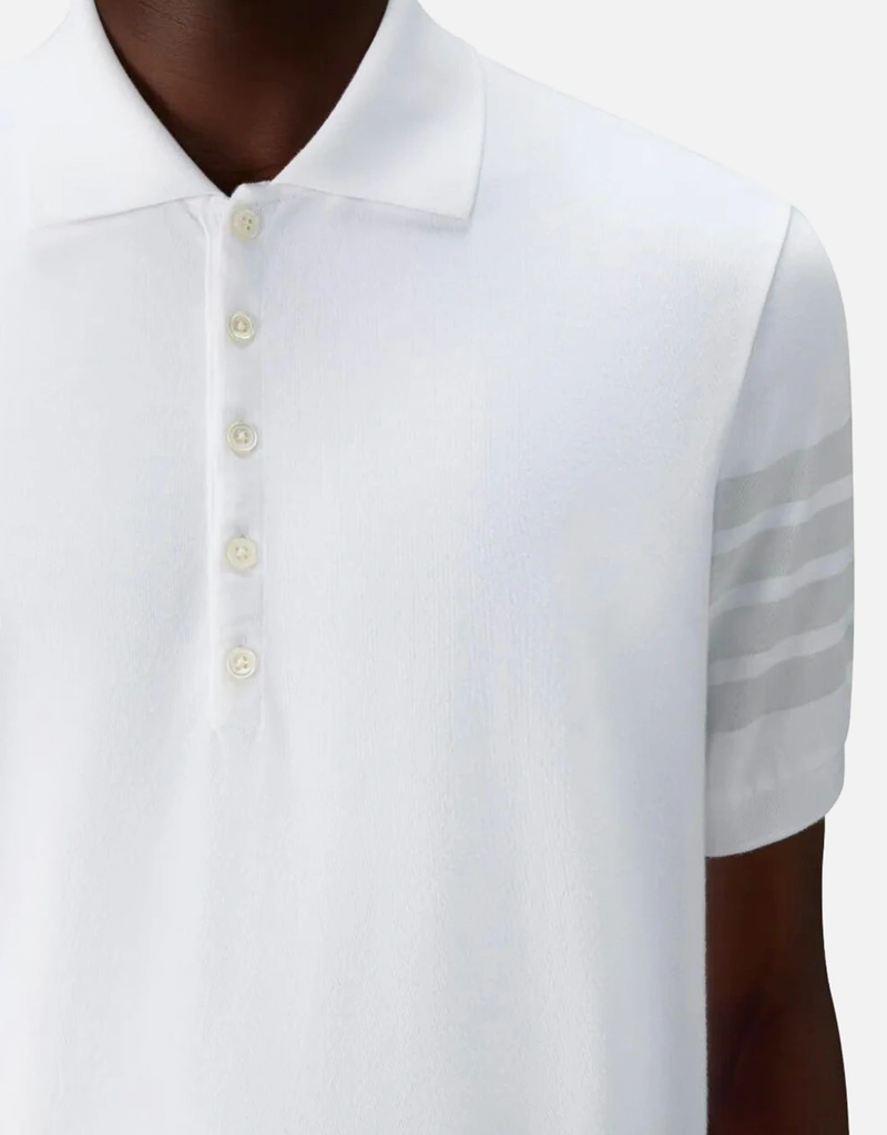 Thom Browne メンズ4バーカットコットンピケポロシャツ (すべての新品