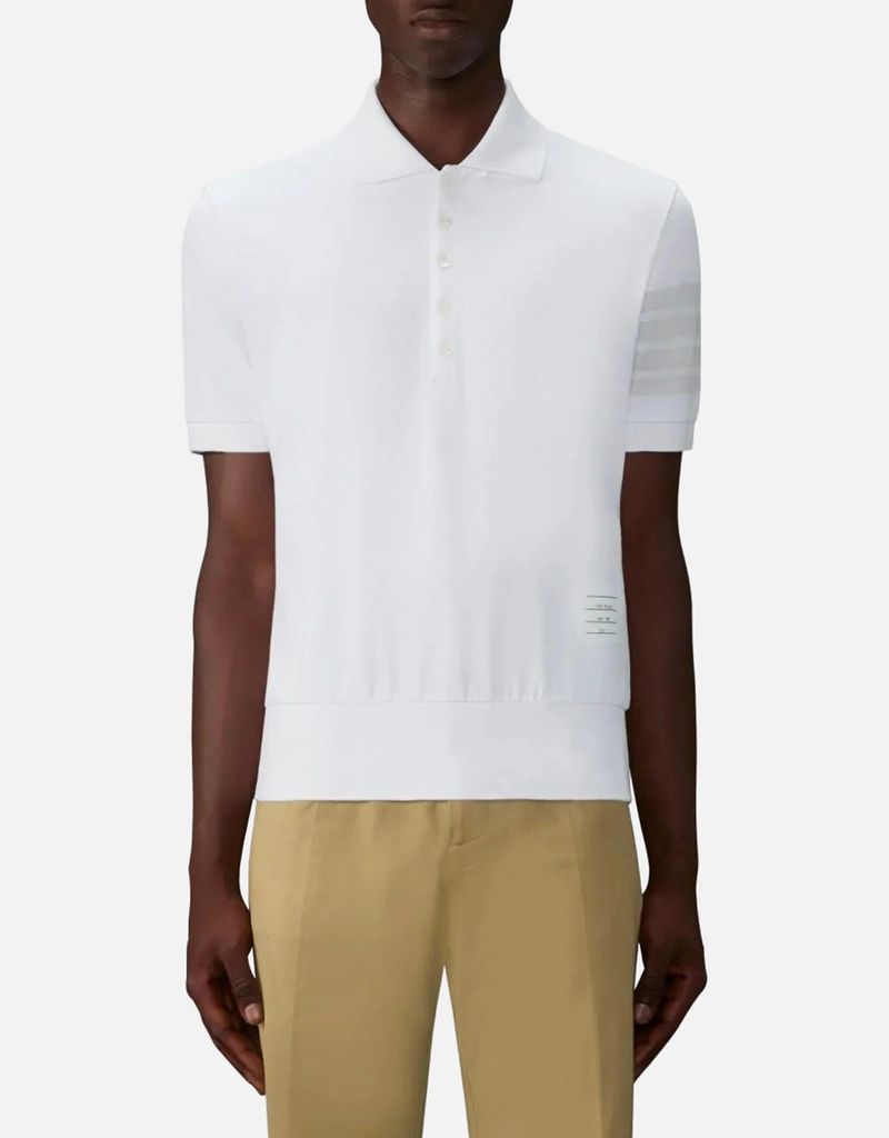 Thom Browne メンズ4バーカットコットンピケポロシャツ (すべての新品