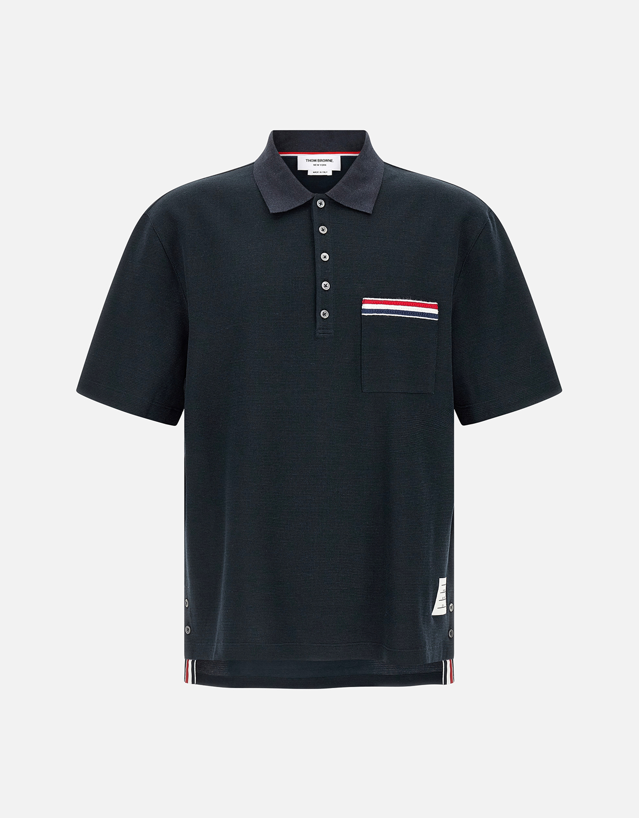 Thom Browne メンズNastro RWB綿麻混紡ポロシャツ (すべての新品