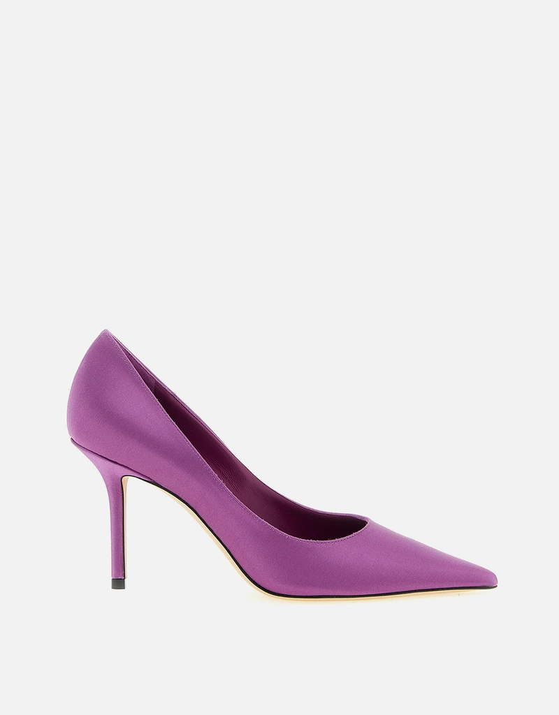 JIMMY CHOO パープル ハイヒール・パンプス JIMMY CHOO 'Love' サテン ポインテッド スティレットヒール パンプス