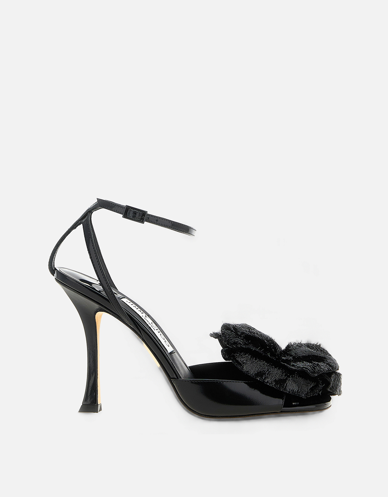 JIMMY CHOO ミミ シャイニーレザー 3Dフラワー スプールヒール