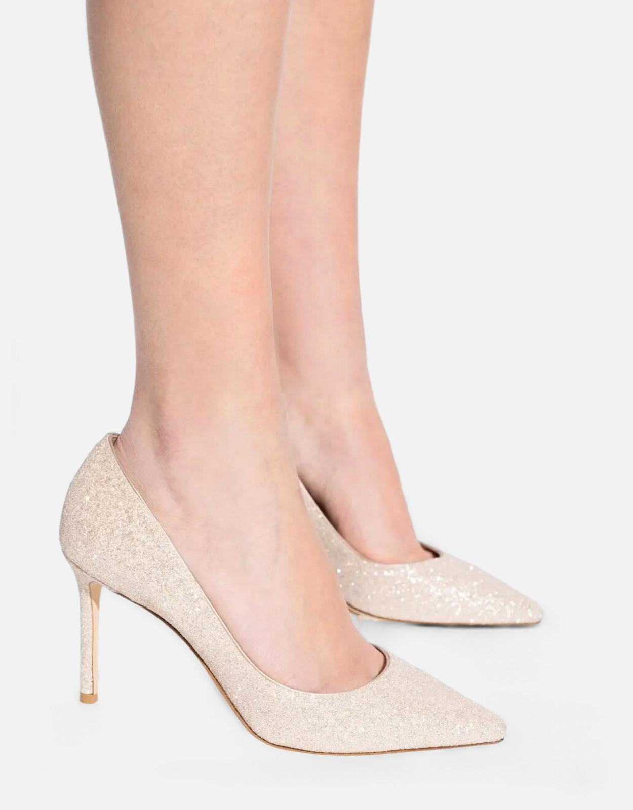 【美品】JIMMY CHOO シルバー グリッターパンプス ロミー85 JIMMY CHOO ロミー 85 シャンパン コースグリッターファブリック