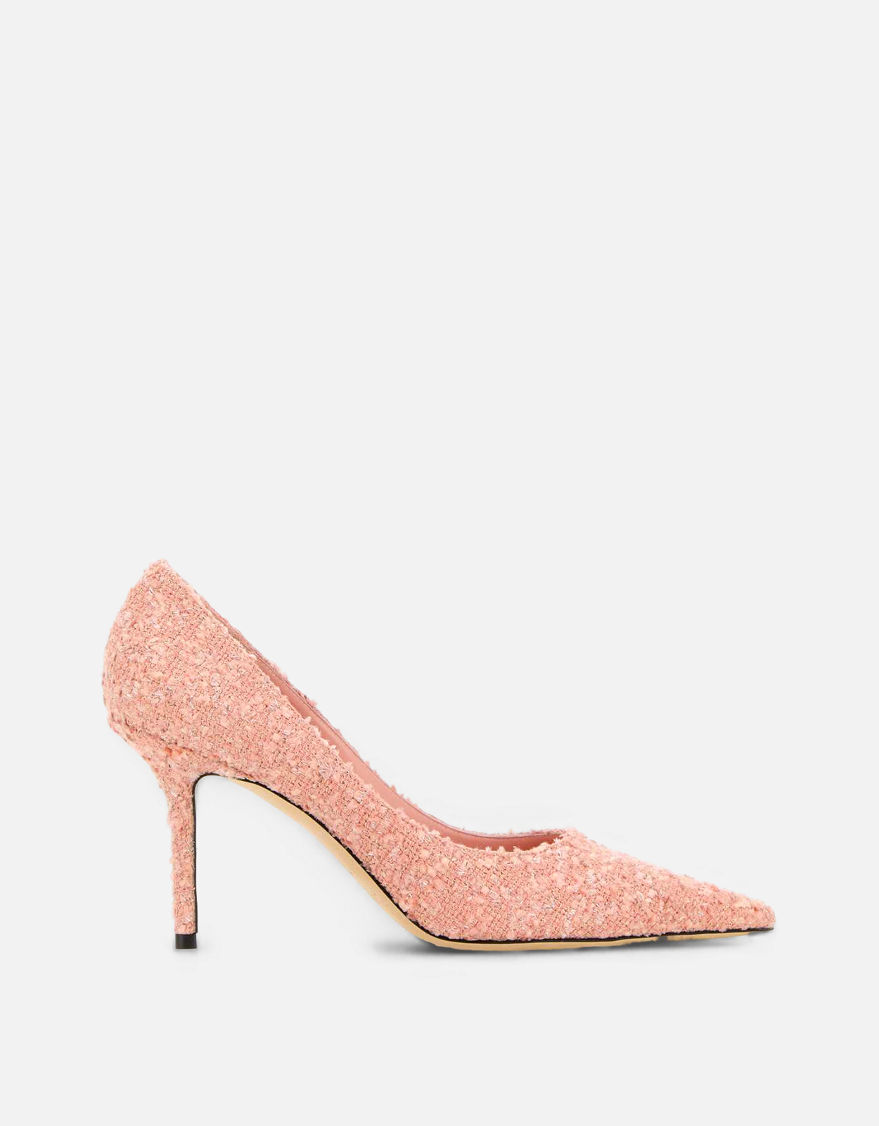 JIMMY CHOO ピンクツイードポインテッドトースティレットパンプス