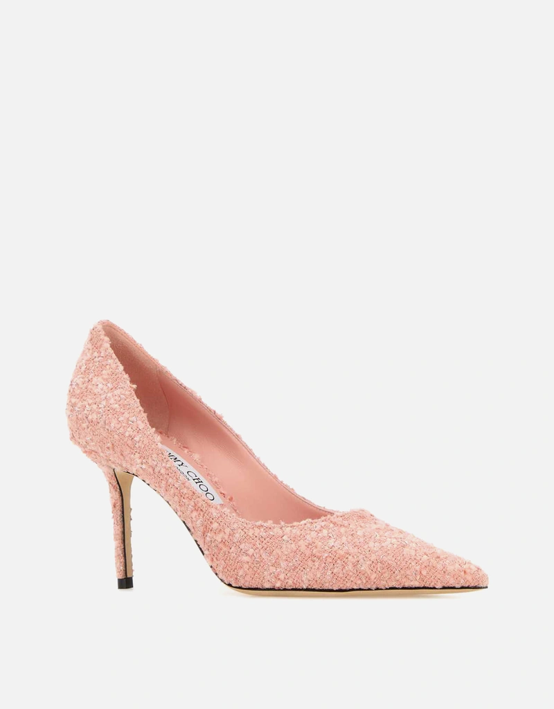 JIMMY CHOO ピンクツイードポインテッドトースティレットパンプス