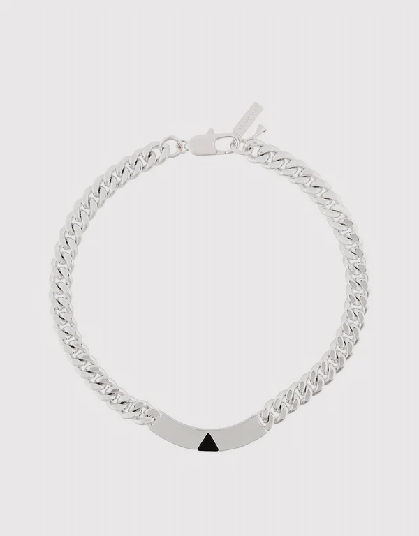 Coup De Coeur London Silver Onyx Pyramid Chain Necklace