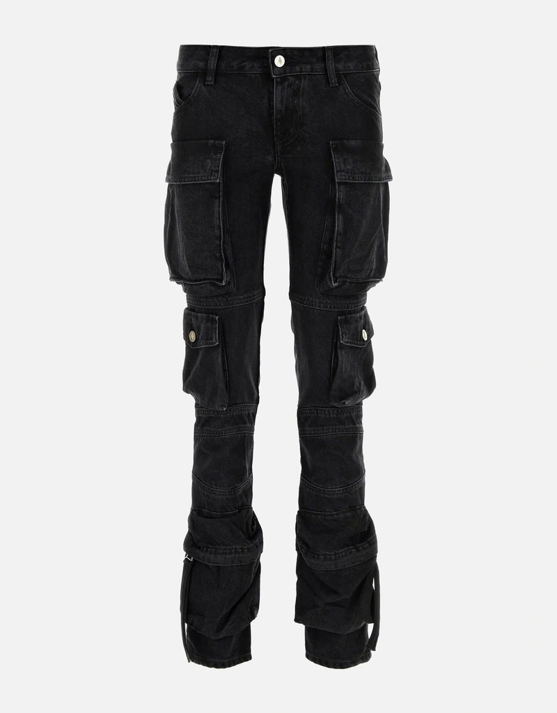 The Attico ブラックデニムコットンカーゴパンツ () IFCHIC.COM The Attico ブラックデニムコットンカーゴパンツ () IFCHIC.COM