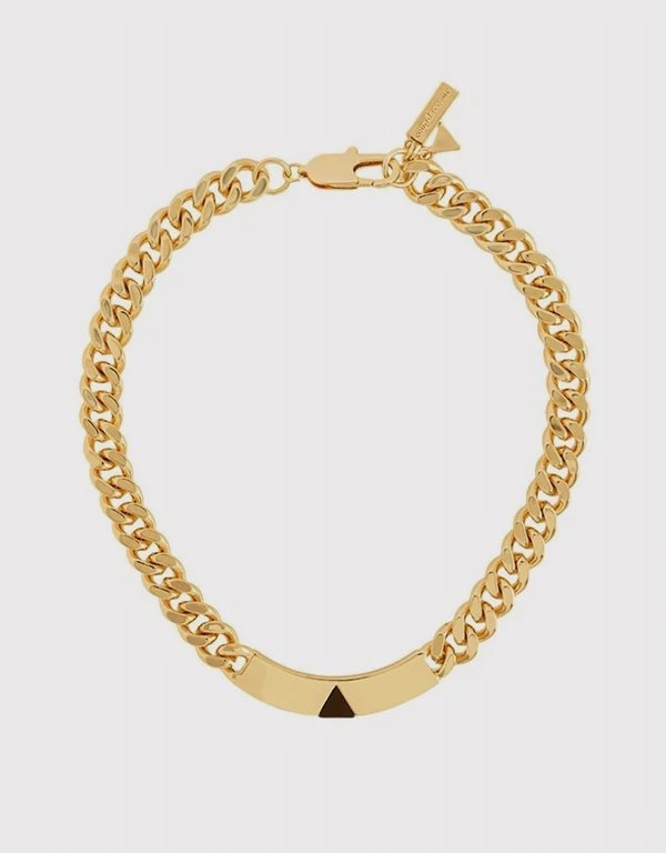 Coup De Coeur London Gold Onyx Pyramid Chain Necklace
