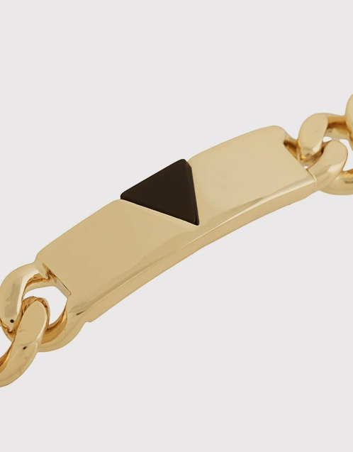 Gold Onyx Pyramid Tag Bracelet