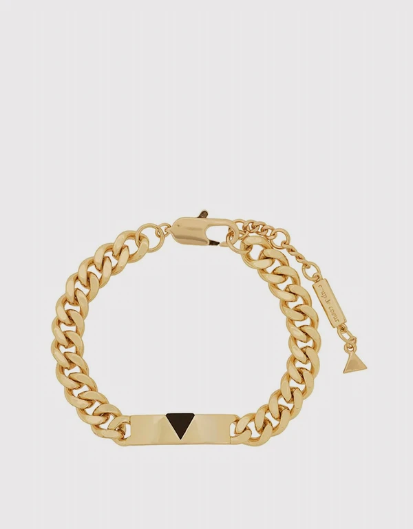 Coup De Coeur London Gold Onyx Pyramid Tag Bracelet