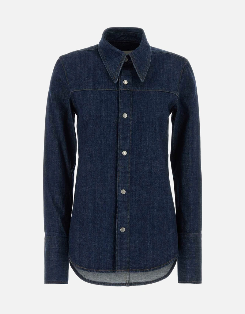 AMI Paris ブルーコットンシャープカラーシャツ (すべての新品) IFCHIC.COM
