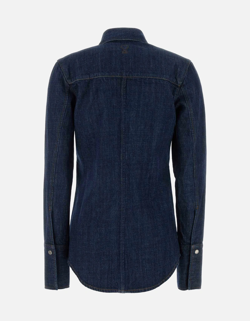 AMI Paris ブルーコットンシャープカラーシャツ (すべての新品) IFCHIC.COM