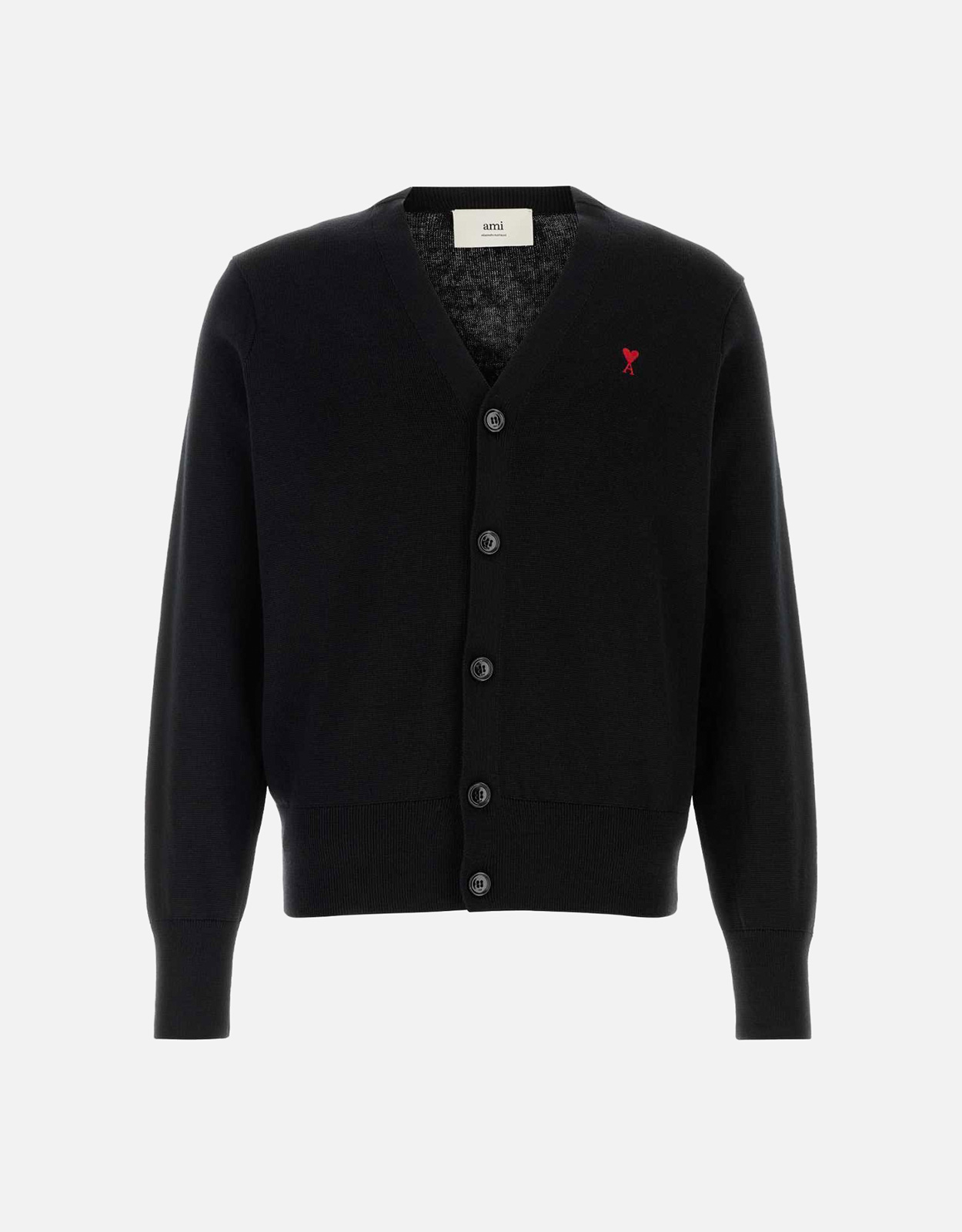 AMI Paris Men's Black Wool Ami De Coeur Cardigan - XS　AMI Paris メンズ ブラック ウール アミ ドゥ クール カーディガン - XS AMI