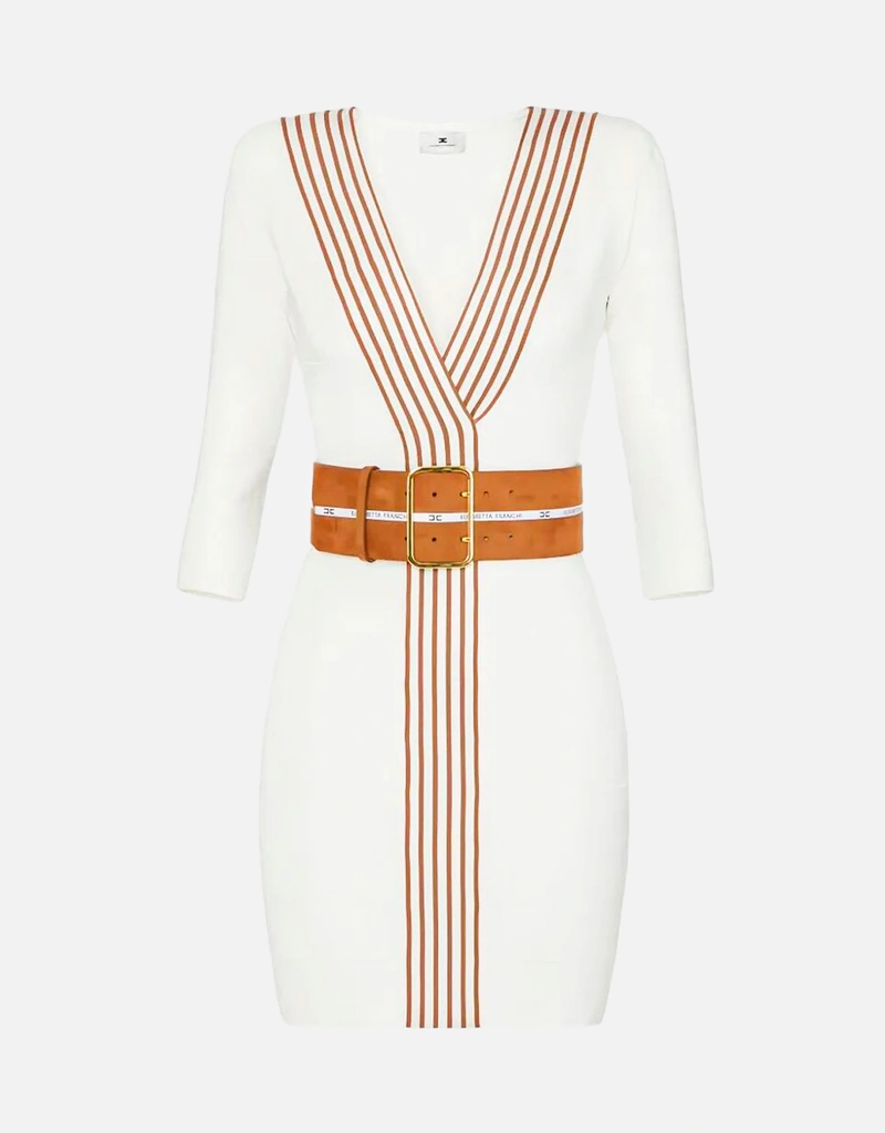Elisabetta Franchi Knit Fabric Dress with Striped Bands (All New In)  IFCHIC.COM