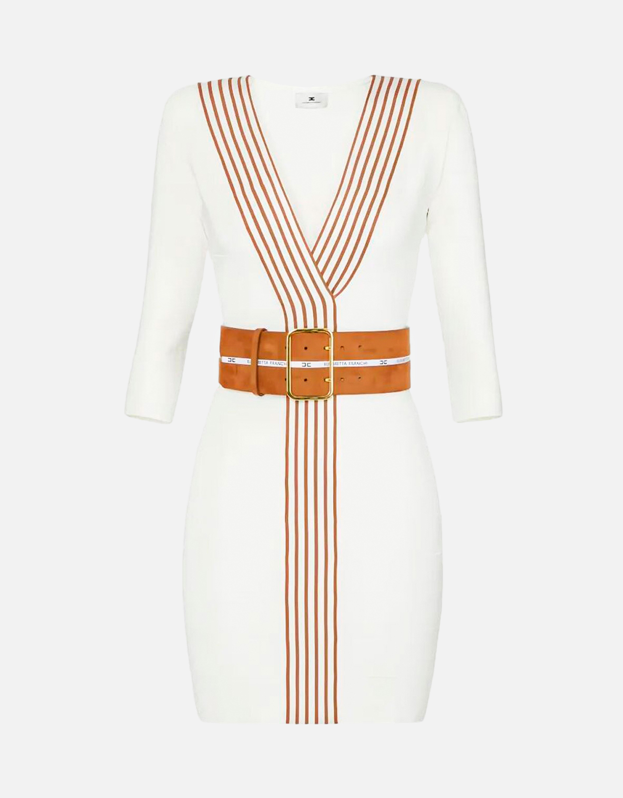 Elisabetta Franchi ストライプバンド付きニット生地ドレス (すべての