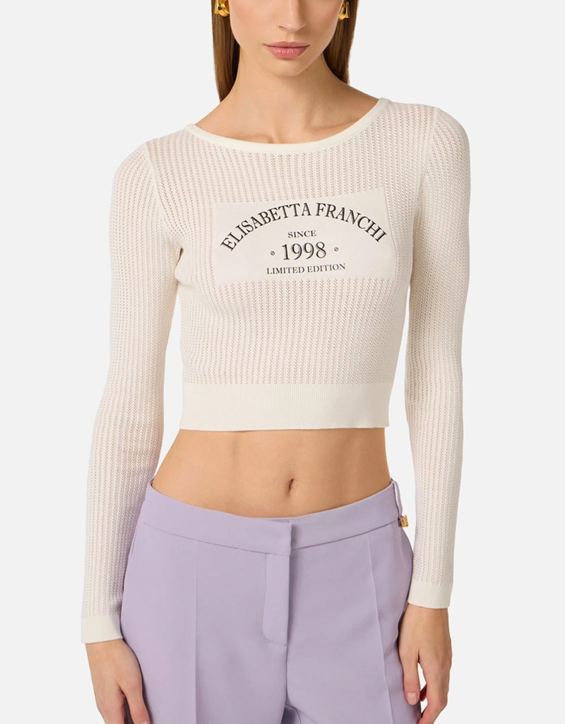 Elisabetta Franchi プリントロゴニットトップ (すべての新品) IFCHIC.COM