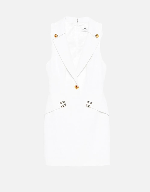 ELISABETTA FRANCHI ロゴ スタッズ クルーネック ミニドレス Elisabetta Franchi ミニスリムフィットダブルレイヤーストレッチ