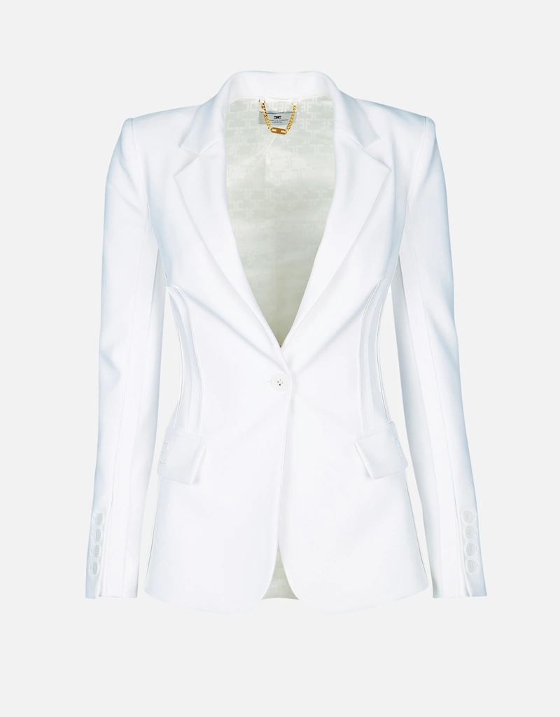 Elisabetta Franchi ダブルレイヤーストレッチクレープスリムフィット