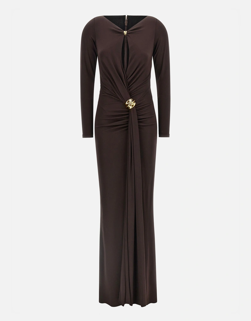 Elisabetta Franchi Red Carpet Slim Fit Crêpe Jersey Dress With Elisabetta Franchi Red Carpet Slim Fit Crêpe Jersey Dress With