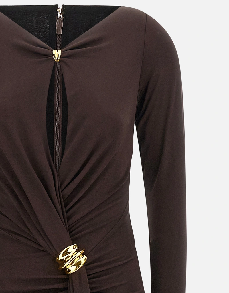 Elisabetta Franchi Red Carpet Slim Fit Crêpe Jersey Dress With