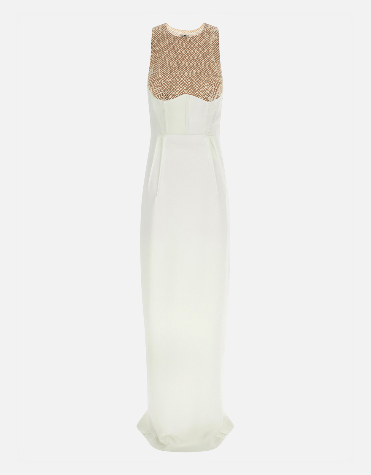 ELISABETTA FRANCHI ロゴモチーフ レッドカーペットドレス Elisabetta Franchi レッドカーペット 軽量クレープ 細身ドレス