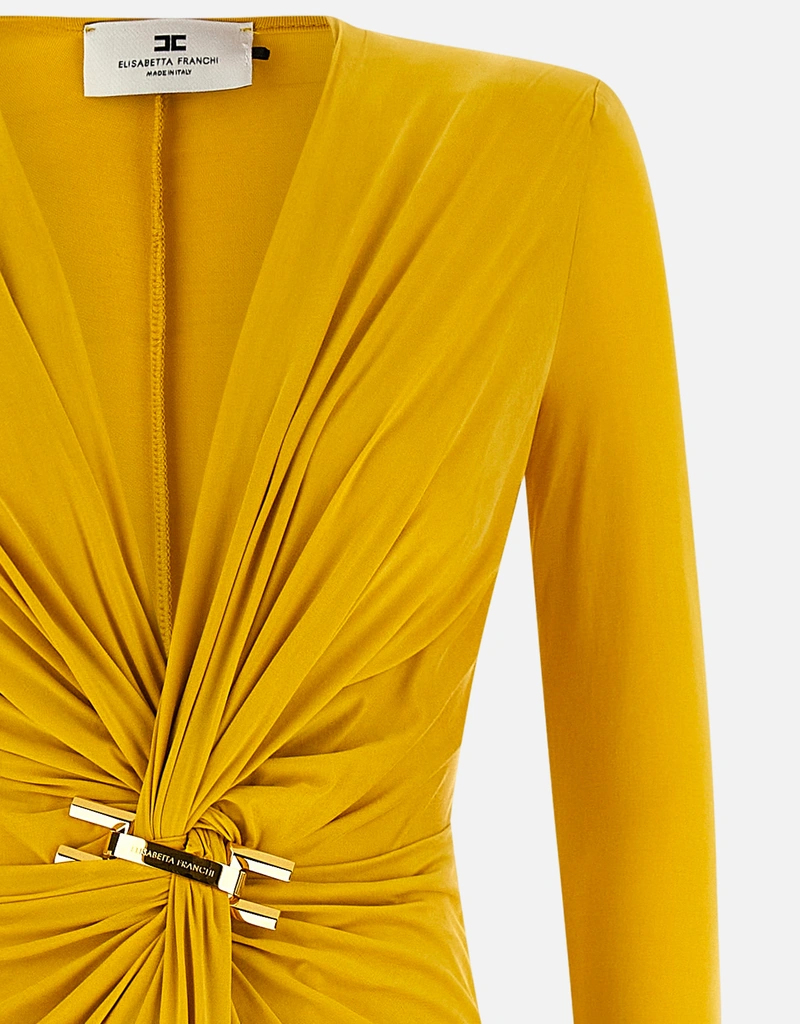 Elisabetta Franchi ジュエルロゴレッドカーペットキュプロジャージー