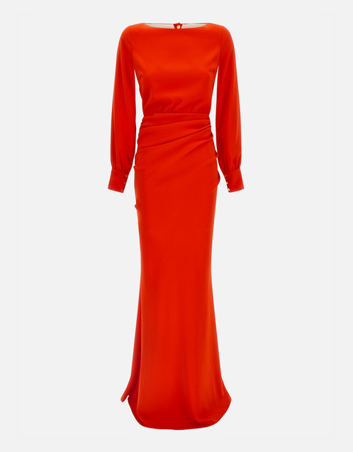 Elisabetta Franchi レッドカーペット 軽量クレープ 細身 ドレス