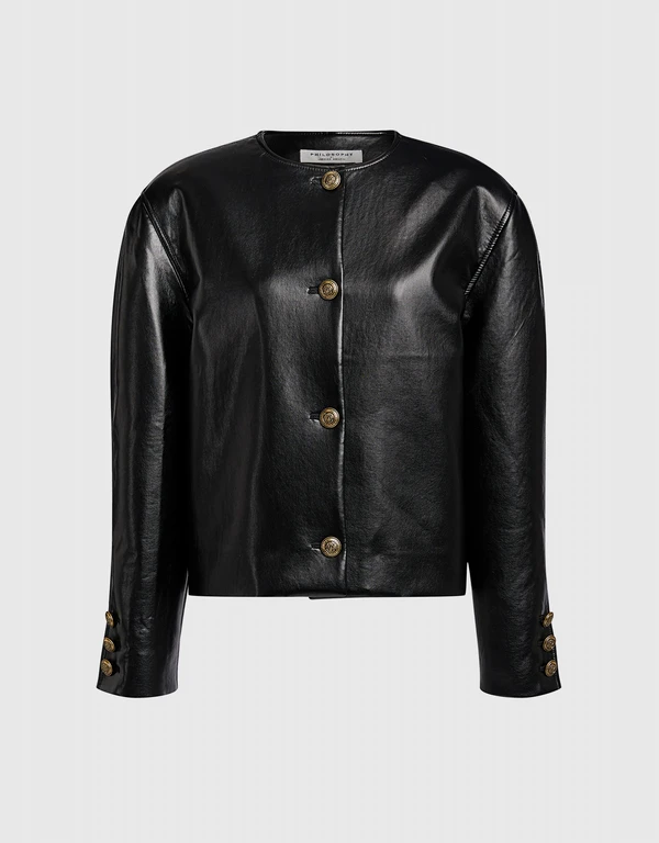Philosophy di Lorenzo Collarless Faux Leather Jacket