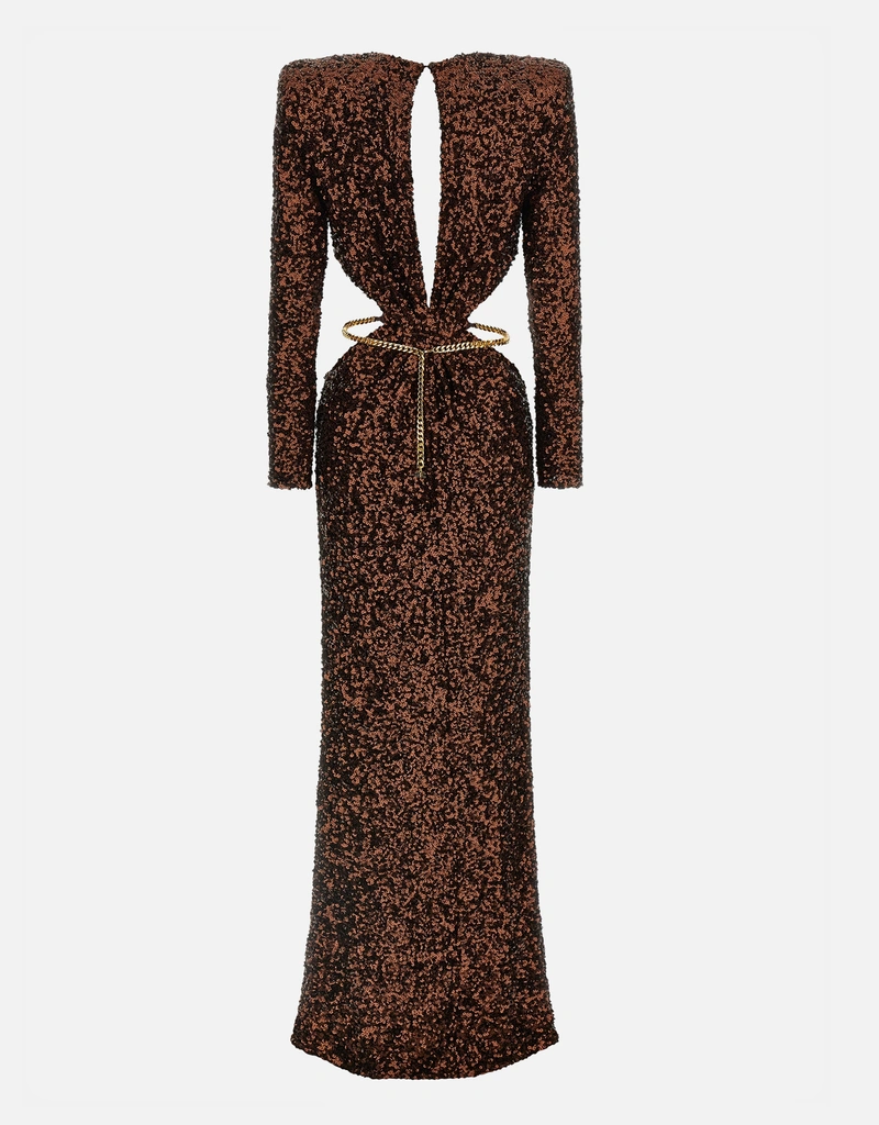 Elisabetta Franchi-Red Carpet Dresses Brown-Dresses